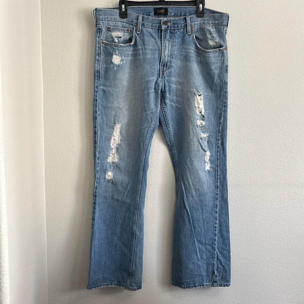 LEVI'S  507 Vintage Distressed Denim Blue SLIM BOOT 36x30 -COTTON Women